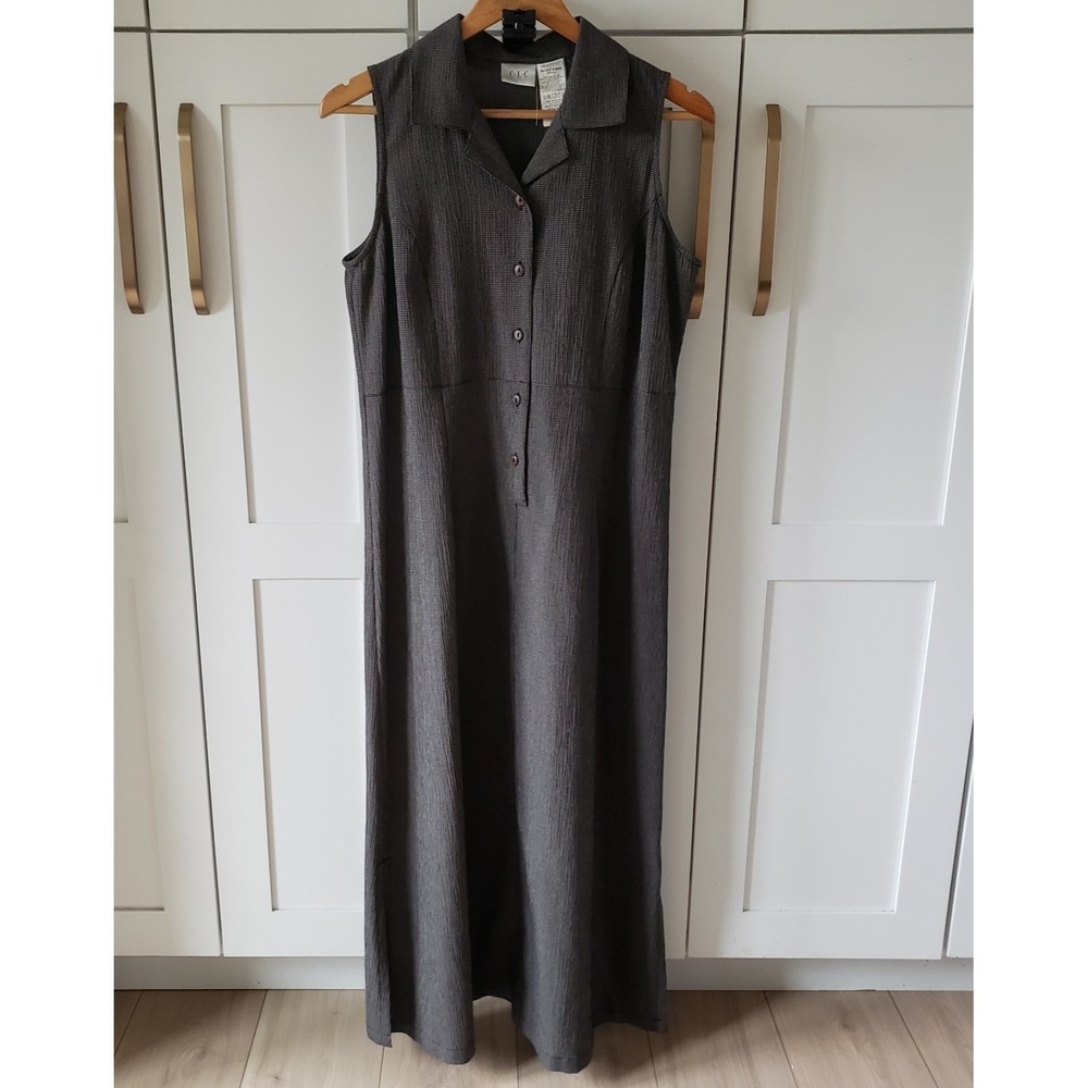 Corey Lynn Calter Dress Womens M Plaid Sleeveless Long Button Front CLC Maxi